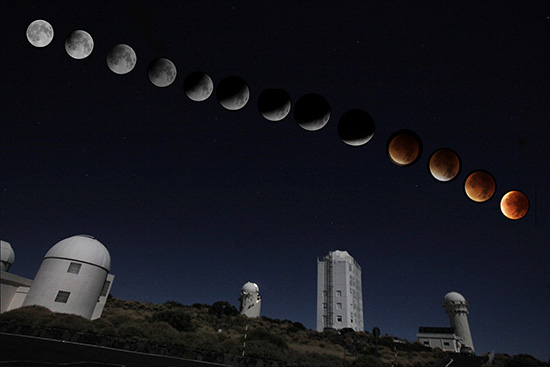 COMBO de imágenes del eclipse luna total y de Sangre, septiembre 2015